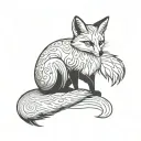 fox with two tails sitting tattoo design idea