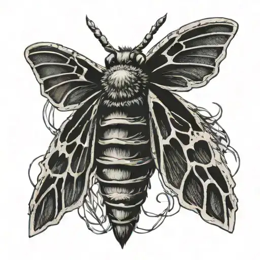 deaths head moth with wings made of barbed wire tattoo design idea