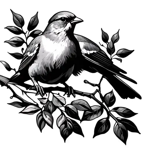 Dove giving a laurel leaf to a sparrow tattoo design idea
