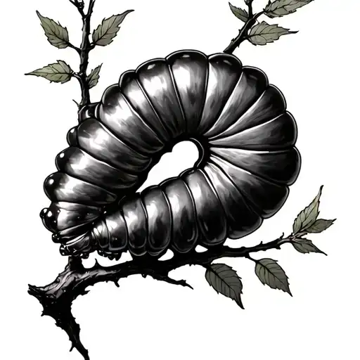 catipillar chrysalis on a branch symbolizing personal transformation with a Gemini  tattoo design idea