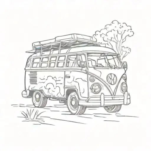 cartoon Volkswagen bus front view tattoo design idea
