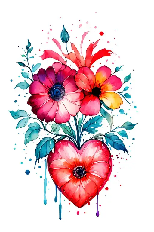 Bleed heart flowers  tattoo design idea