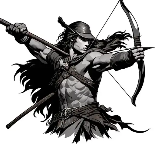 robin hood archer tattoo design idea