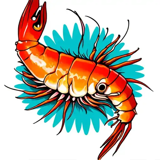 shrimp shedding a tear tattoo design idea
