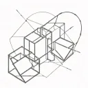 two geometric cubes that merge into each other in a heart shape tattoo design idea