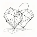 two geometric cubes that merge into each other in a heart shape tattoo design idea