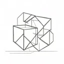 two geometric cubes that merge into each other in a heart shape tattoo design idea