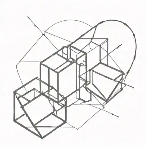 two geometric cubes that merge into each other in a heart shape tattoo design idea