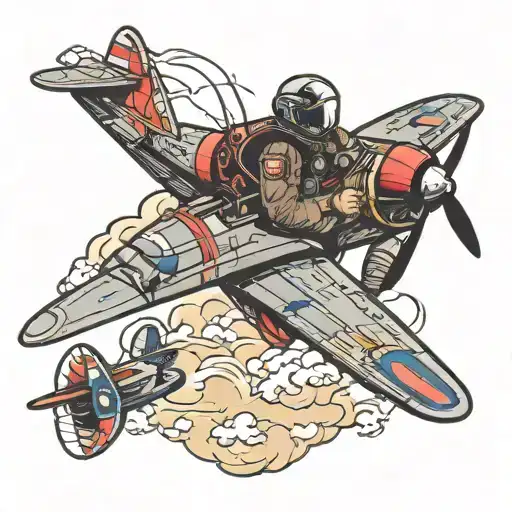fighter pilot flying a plane tattoo design idea