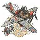 fighter pilot flying a plane tattoo design idea