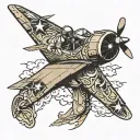 fighter pilot flying a plane tattoo design idea