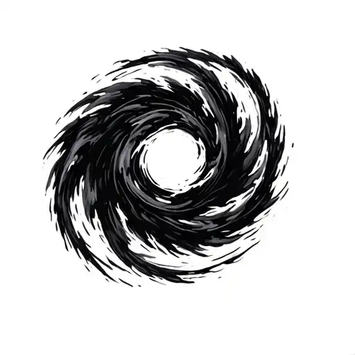 Japanese ink brush stroke of a cyclone spiral tattoo design idea