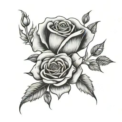 999 with rose and stem going through 9s and shaded 9s tattoo design idea