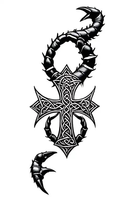 celtic cross and scorpion tattoo design idea