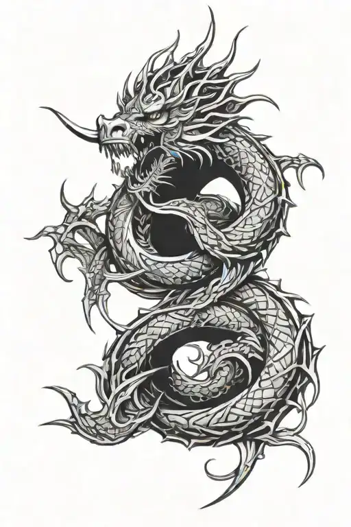 Jormungand tattoo sketch in black and white in Viking style for half sleeve tattoo design idea