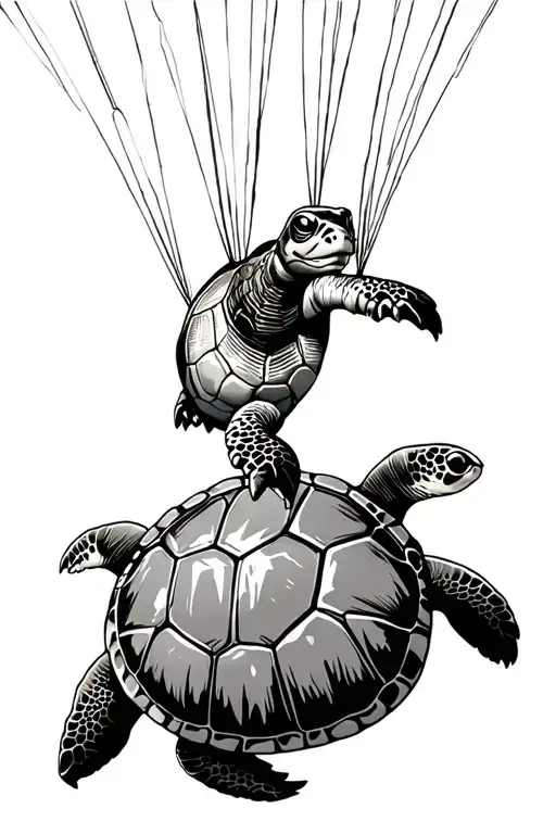 turtle skydiving tattoo design idea