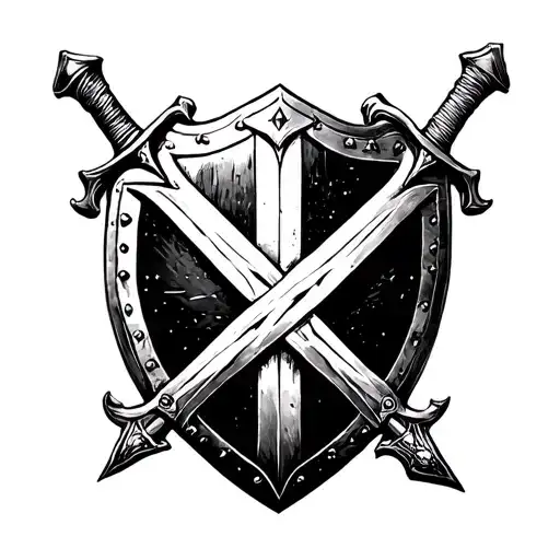 knights Templar shield and sword tattoo design idea