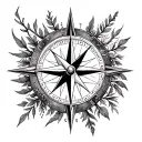 moral compass nature theme tattoo design idea