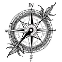 moral compass nature theme tattoo design idea