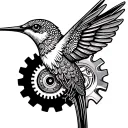 colibri bio mechanical gears tattoo design idea