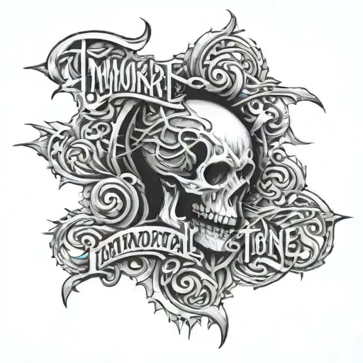 title without picture 'Immortal', font styled like album deftones - B-Sides & Rarities tattoo design idea