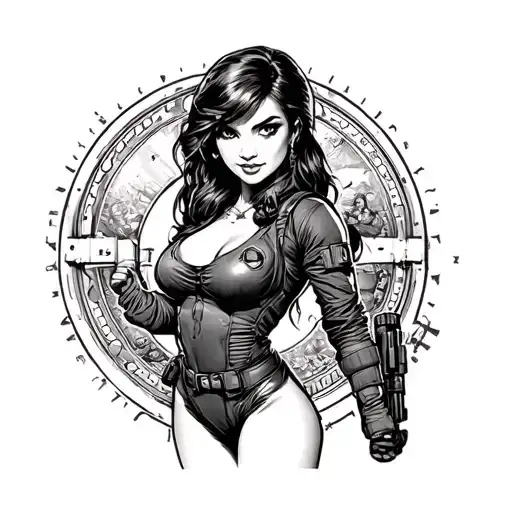 Fallout Vault girl pinup tattoo design idea