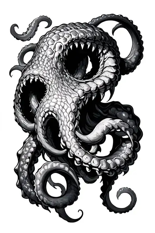 Kraken wrapping his tentacles tattoo design idea