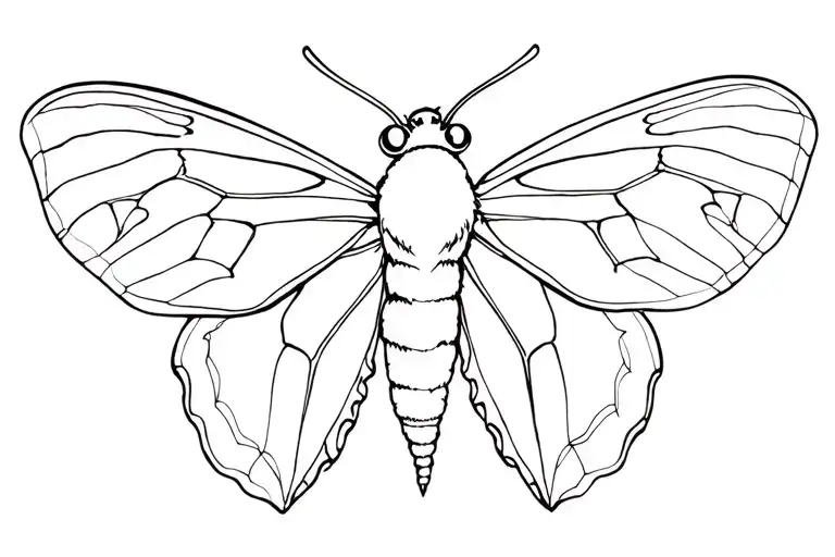 Cecropia moth outline pencil  looney tunes style tattoo design idea