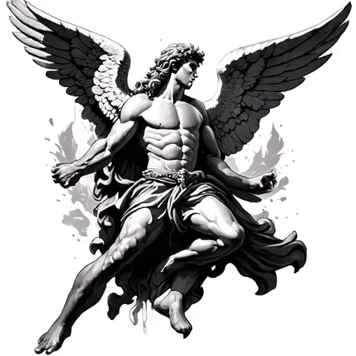 saint michael archangel fighting tattoo design idea