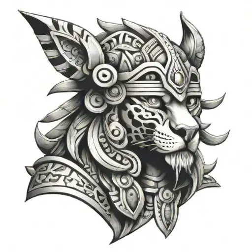 Aztec jaguar warrior tattoo design idea