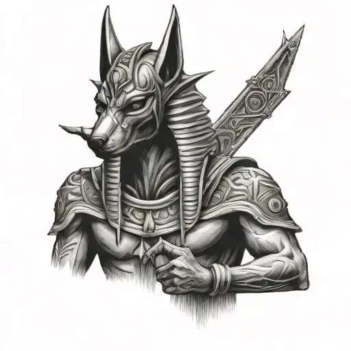 Anubis holding Illuminati tattoo design idea