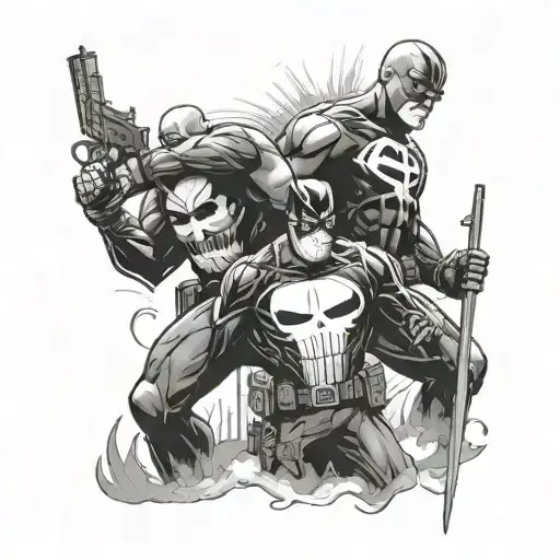 Marvel punisher and daredevil tattoo design idea