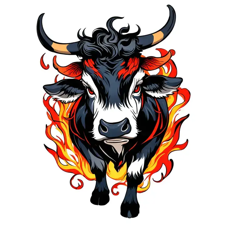 Chinese zodiac fire ox tattoo design idea
