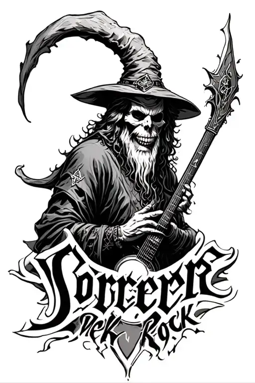 sorcerer with the text Viken rock tattoo design idea