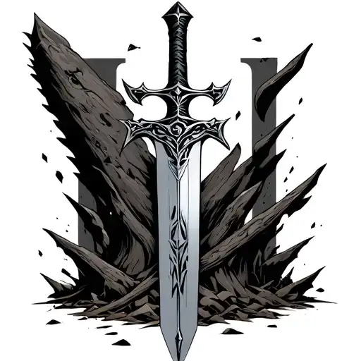final fantasy 7 buster sword in the ground tattoo design idea