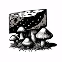 cartoon blue cheese and magic mushrooms  tattoo design idea