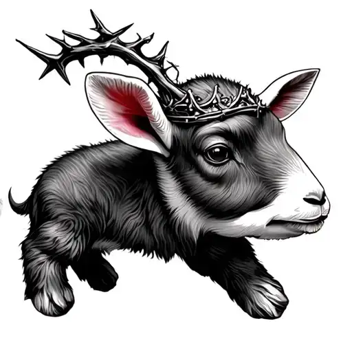 Baby lamb with a thorn crown tattoo design idea