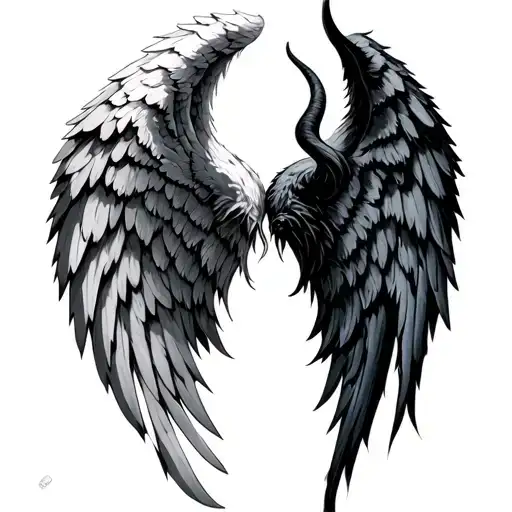 one angel wing and one devil wing tattoo tattoo design idea