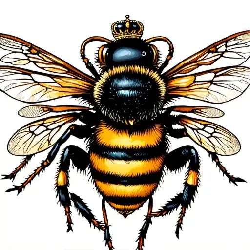 queen bee crown tattoo design idea