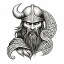 Viking skull with beard side profile tattoo design idea