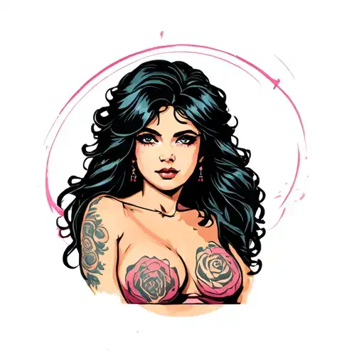 Nipple tattoo of a woman with her breast as the nipple tattoo design idea
