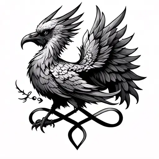 Tattoo with a phoenix or gemini or infinity symbolizing struggles through life but still going strong minimalistic style tattoo design idea