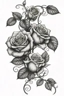 two roses with vines snd leaves and twk forget me nots tattoo design idea