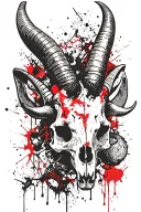 Capricorn goat skull with horns tattoo design idea