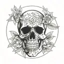 skull , round shape  tattoo design idea