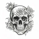 skull , round shape  tattoo design idea