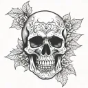 skull , round shape  tattoo design idea