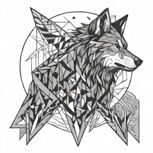 fierce wolf howling at the moon tattoo design idea