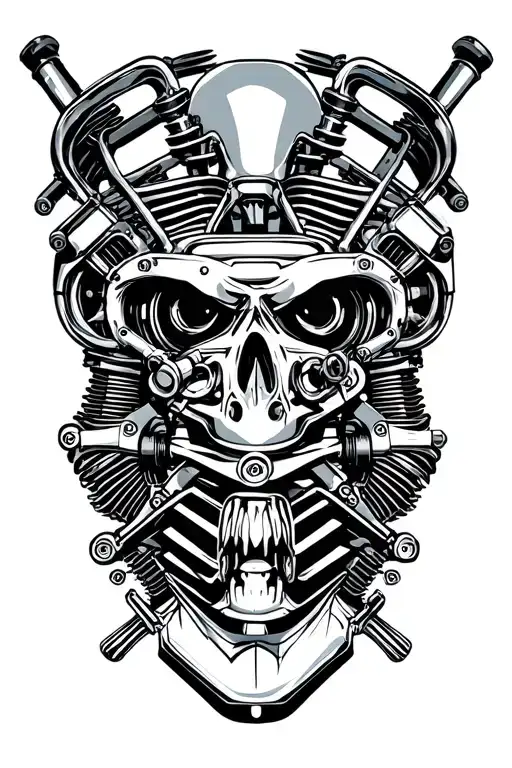 motorcycle vtwin engine tattoo design idea