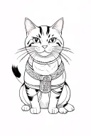 Monmon Cat Samurai in full tattoo design idea